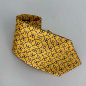Brooks Brothers Makers 100% Silk Yellow Blue Geometric Men's Neck Tie 3x57